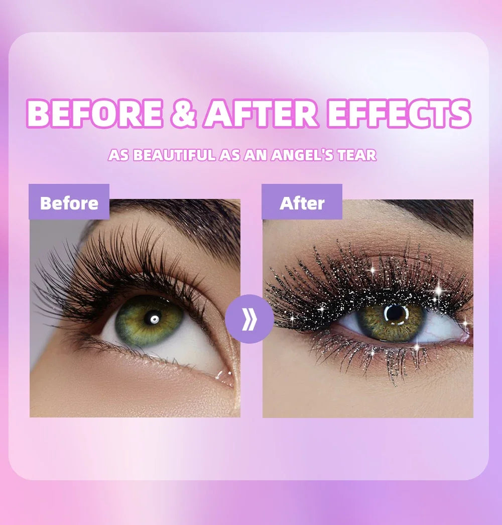 Mascara Diamond Galaxy Paillettes Glitter – Waterproof Longue Tenue Courbe & Volume | Shimmer Maquillage Cils