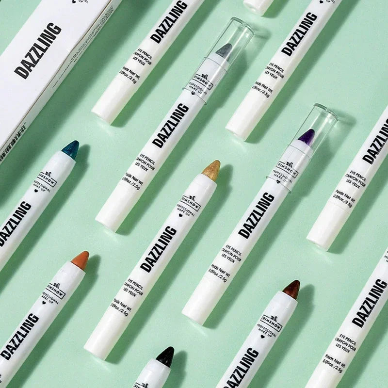 Crayon Fard à Paupières Highlighter Waterproof – Glitter Matte Nude Ver à Soie | Eyeliner Blanc Pigmenté