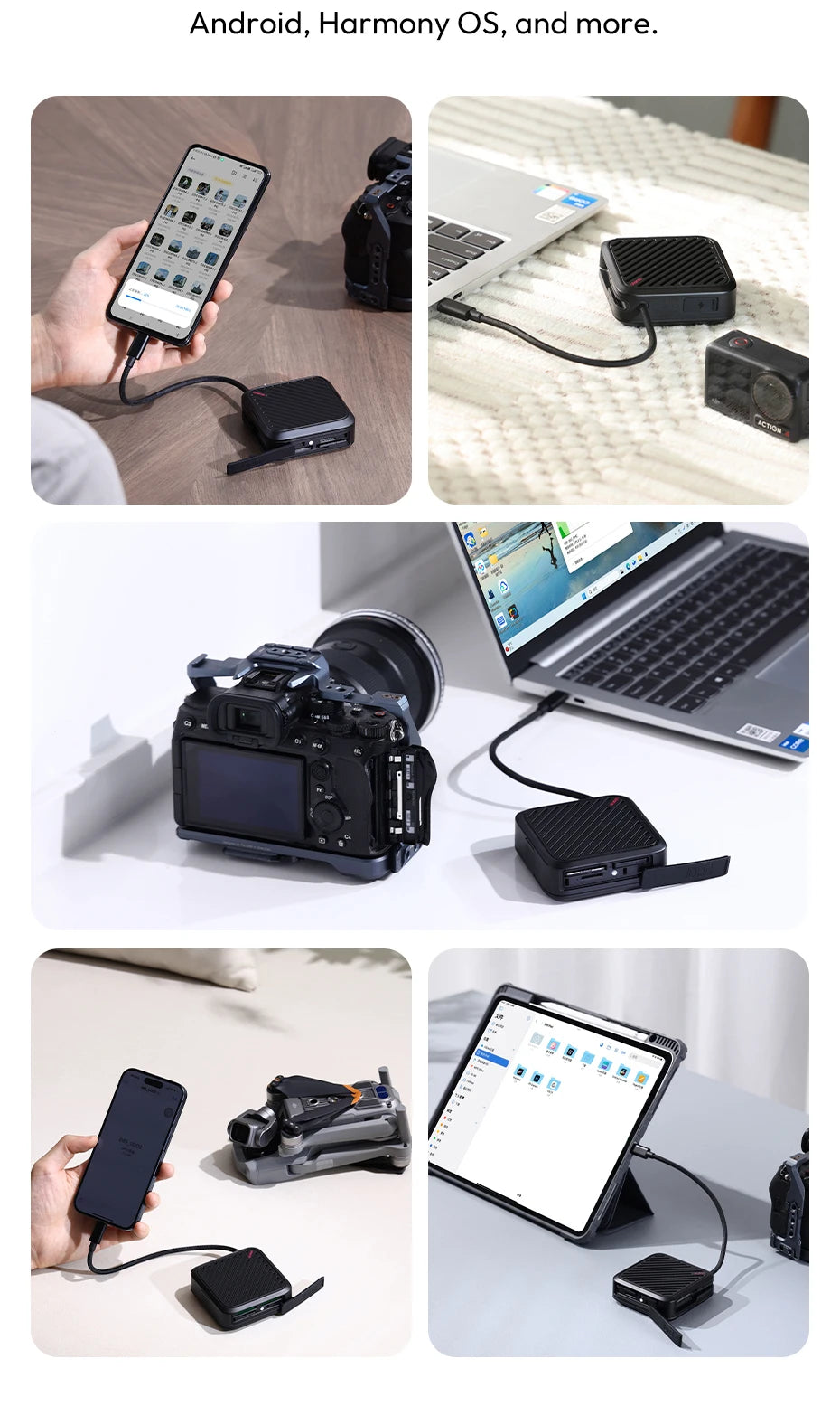 Ulanzi CRC10 Lecteur de Cartes 3 en 1 – CFast/SD/TF 13 Emplacements | USB3.2 Gen2 Transfert Ultra-Rapide
