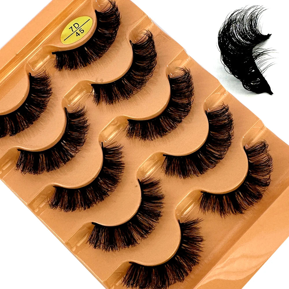 Faux Cils Cat Eye 3D – Lot 5 Paires | Manga Wispy Naturels Courbe D