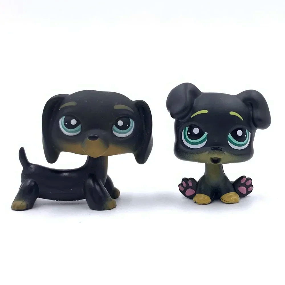 Lot 2 Figurines Animaux Rares LPS – Chat Mignon & Chien Tête Ballante Teckel Colley Cocker Danois | Jouet Collectionnable Enfants