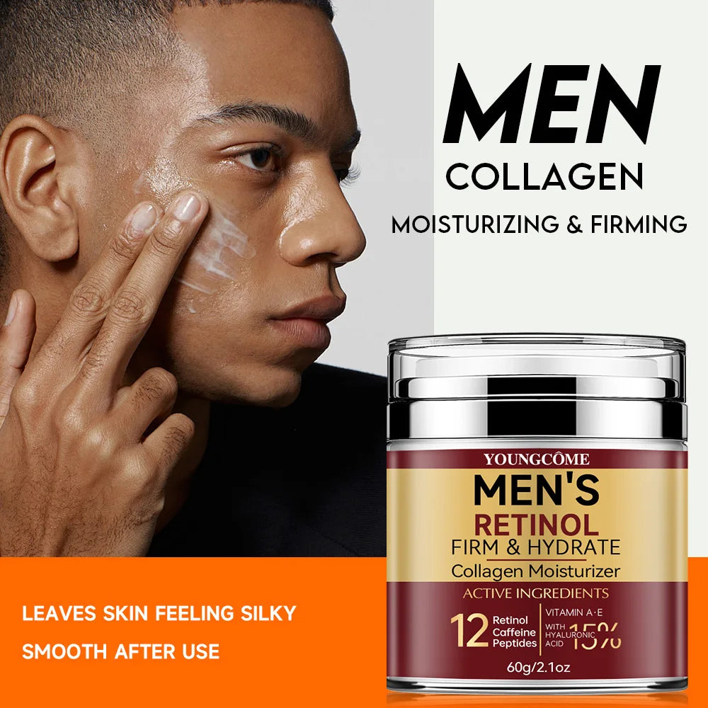 Crème Visage Rétinol Homme - Fermeté, Anti-Rides & Hydratation Collagène