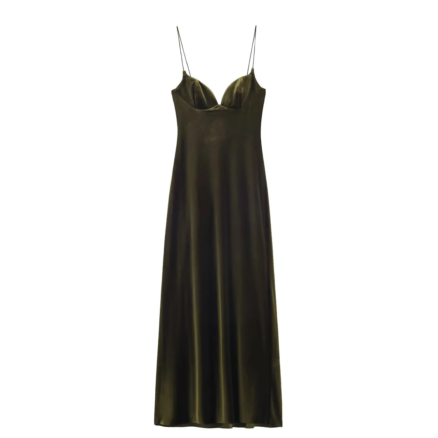 Damen Maxikleid Satin Rot V-Ausschnitt Spaghetti-Träger Ärmellos – Eleganter Reißverschluss hinten | HH Sommer 2025
