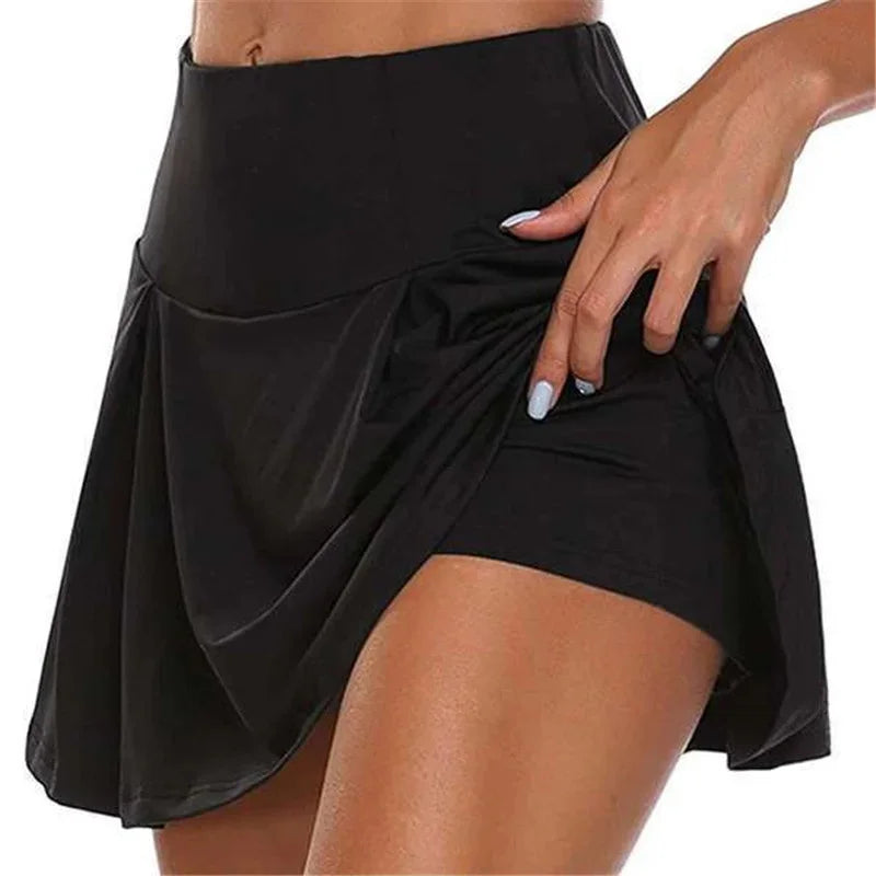 Jupe de Sport Femme 2-en-1 Séchage Rapide – Couleur Unie Tendance | Running, Yoga & Fitness Été | Outdoor Respirant