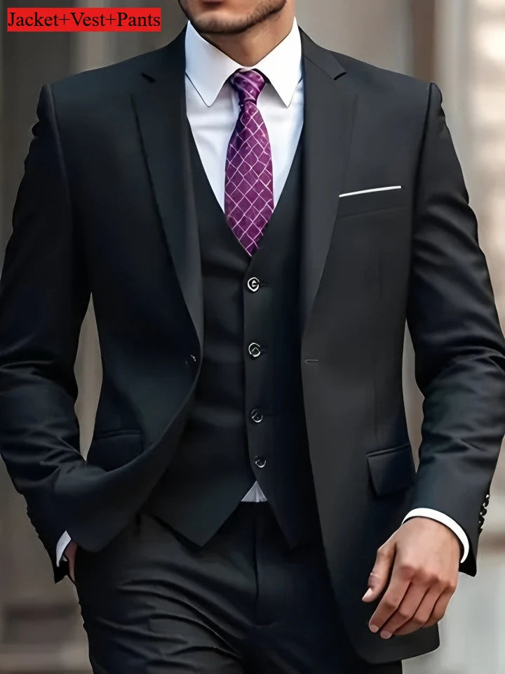 Costume Homme Slim Fit Noir – Ensemble Tuxedo Élégant Mariage & Cérémonie | Mode Homme Premium