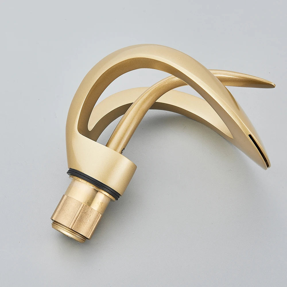 Black Brass New-Style Basin Faucet Bathroom Mixer Tap Hot Cold Water Deck Mounted Gold Luxury Sink Faucet
