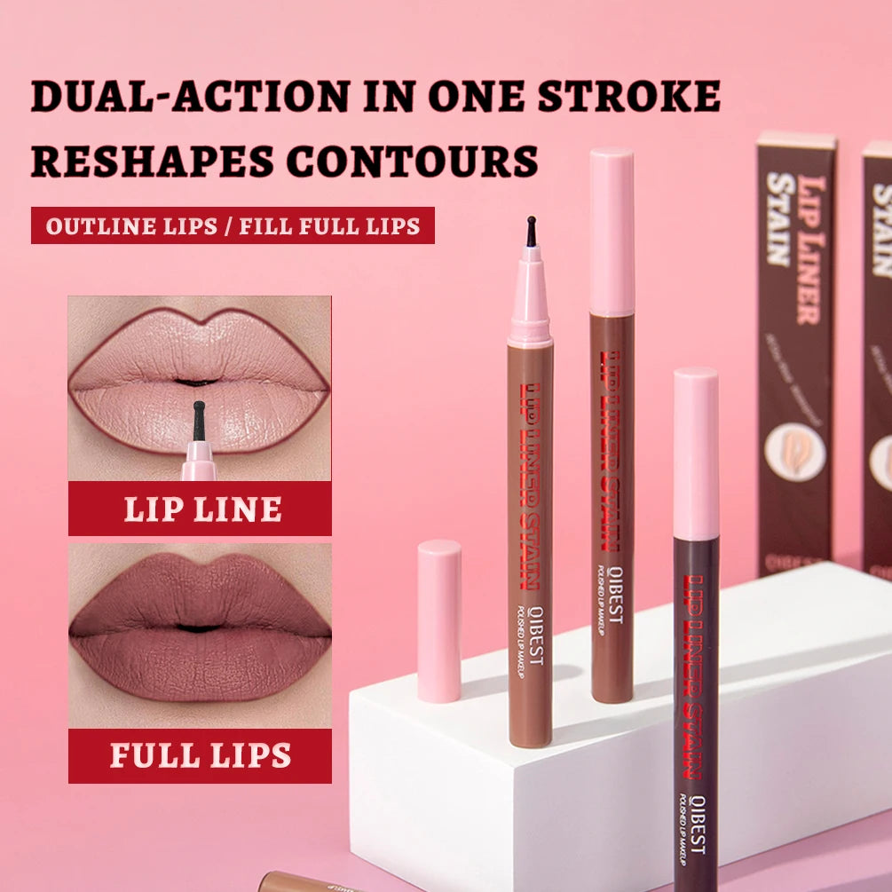 Lip Liner Liquide Mat Waterproof – Applicateur Sponge Tip Teinture | Contour Lèvres Longue Tenue