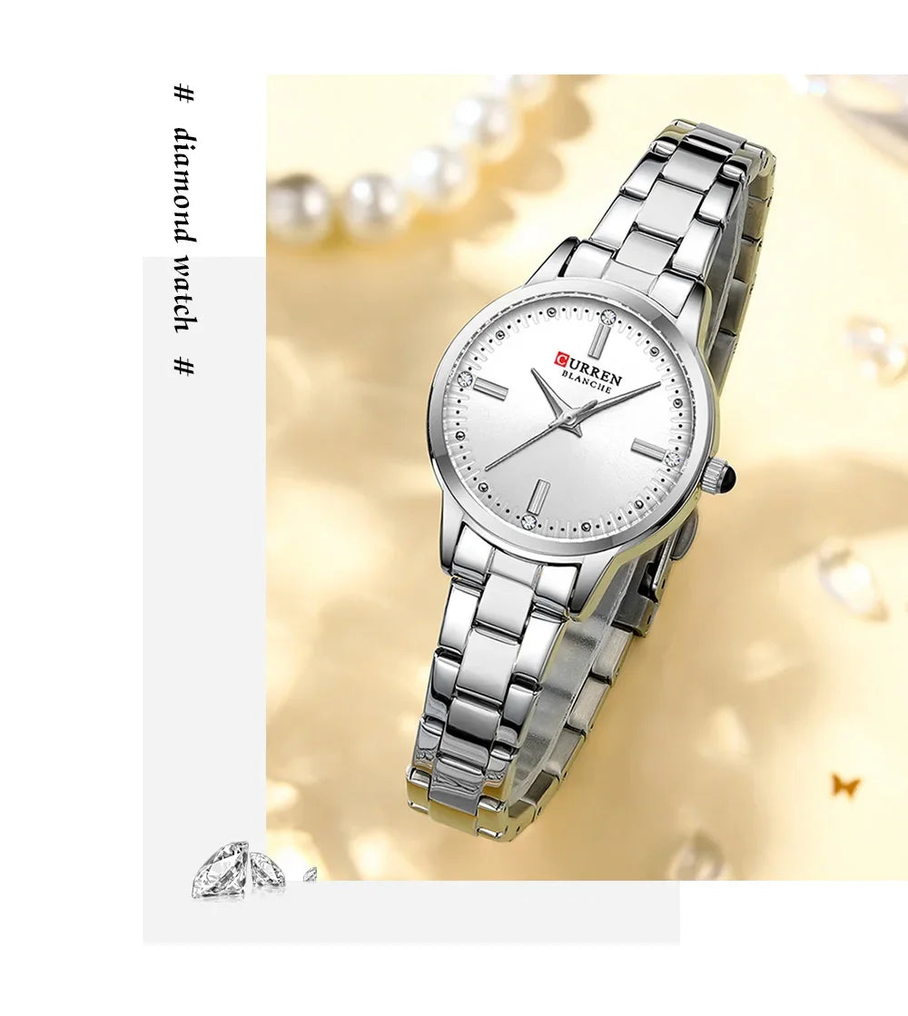 Montre Femme Luxe CURREN Dorée Quartz Acier Inoxydable – Étanche Élégante Minimaliste