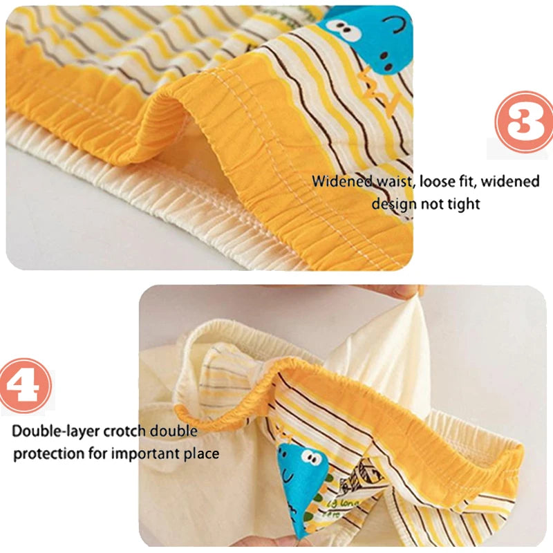 Lot 3 Slips Garçon Coton Imprimé Dinosaure – Sous-Vêtements Respirants Doux 2-14 Ans