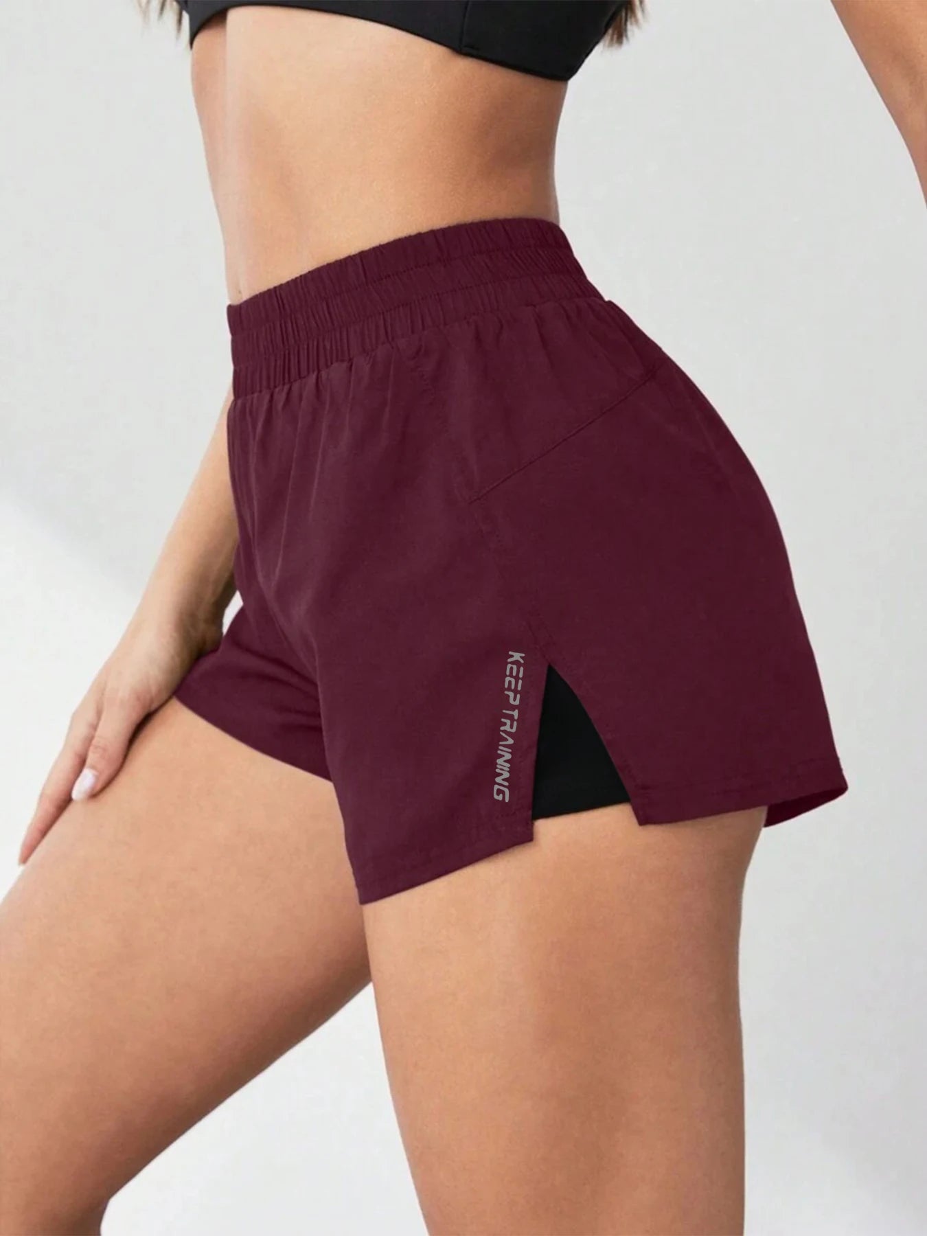 Kurze Yoga-Shorts 2-in-1 Anti-Exposition für Damen - Laufen, Fitness, Tennis & Freizeit