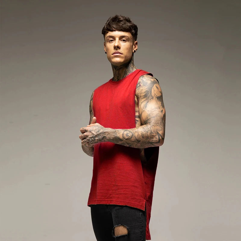 Débardeur Long Homme Coton – Style Hip Hop & Gym | Sans Manches Casual & Fitness | Streetwear Été Tendance