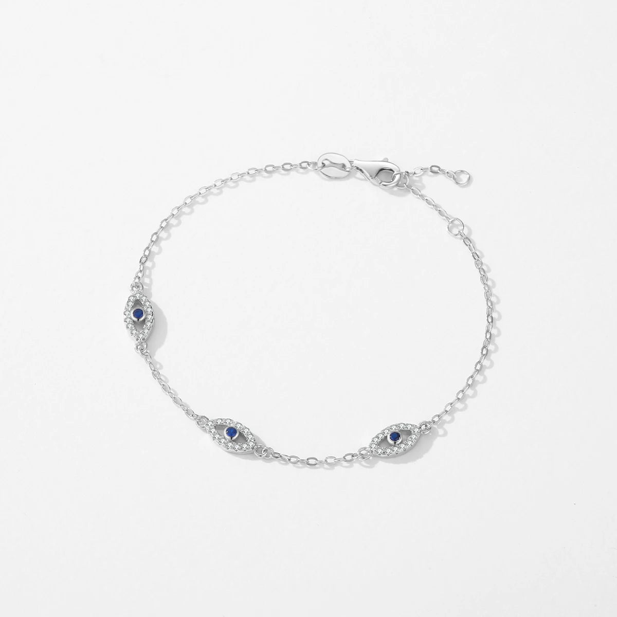 Bracelet Argent 925 Pur MODIAN Luxe – Yeux Turquoise Bleu & Zircon Cubique Cristal Transparent | Bijou Fin Femme Chaîne Maille Élégante & Hypoallergénique