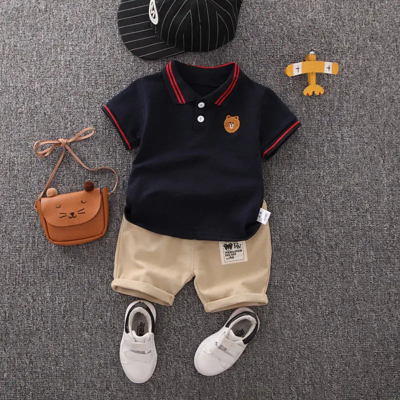 Ensemble 2 Pièces Garçon Été T-Shirt + Short Coton – Tenue Fashion Casual Enfant Manches Courtes