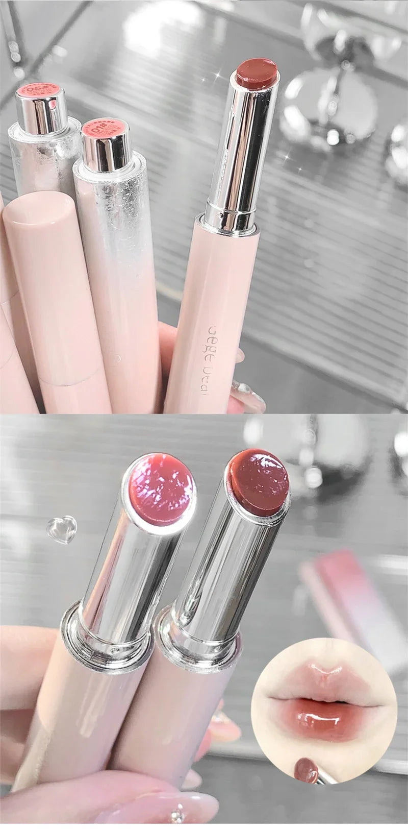 Gloss Jelly 6 Couleurs Miroir Hydratant – Rouge à Lèvres Solide Brillant Teinture Maquillage