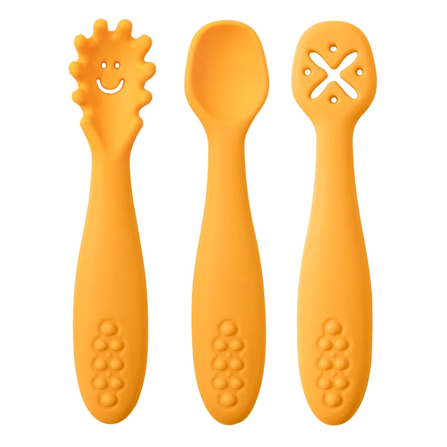 3-teiliges Baby-Lernlöffel-Set – Ergonomisches Besteck für Kleinkinder