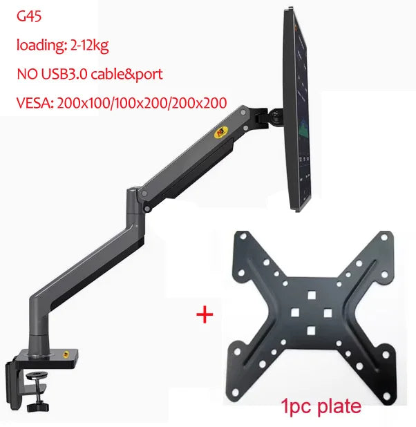 NB G40 Bras Articulé Moniteur 22''-40'' – Ressort à Gaz 360°, 3-15kg, Port USB 3.0 | Support Bureau Pince & Grommet