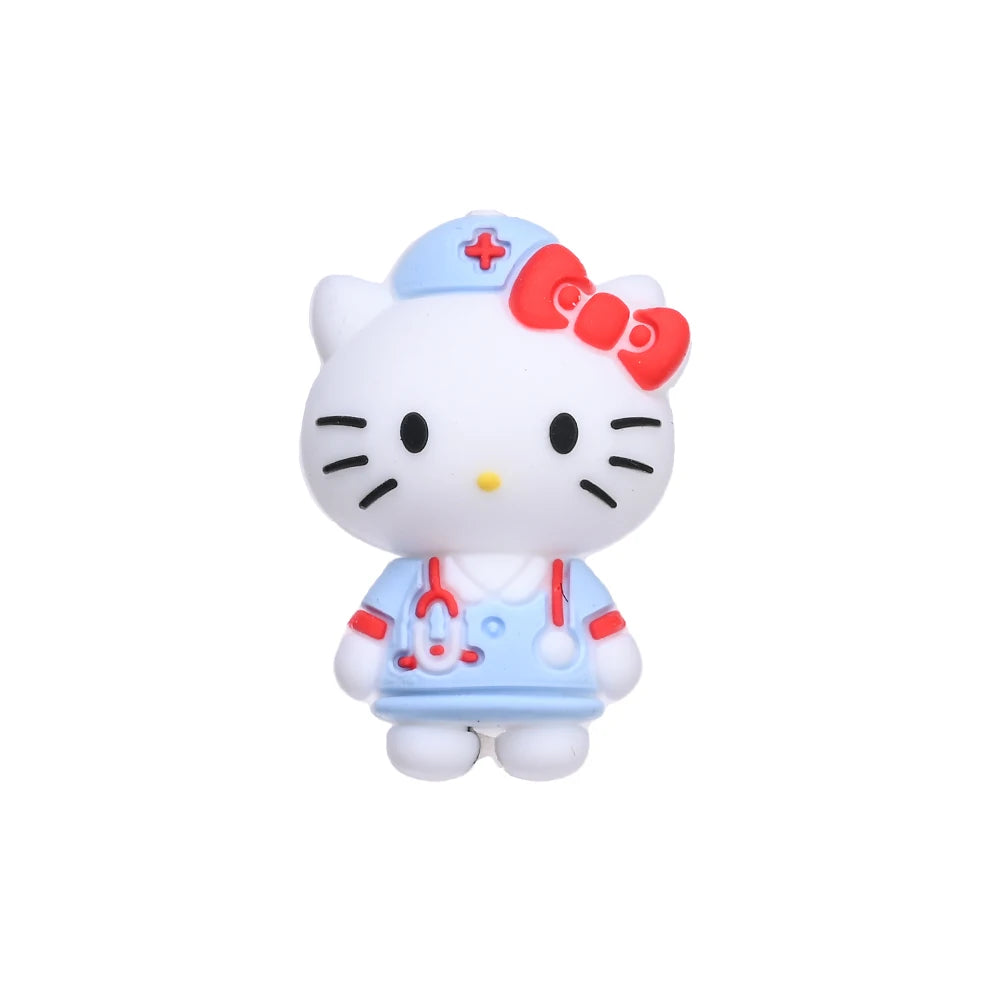 7 Perles Silicone 3D Thème Sanrio Hello Kitty – Perles Focus DIY Colliers Bracelets Attache-Tétine