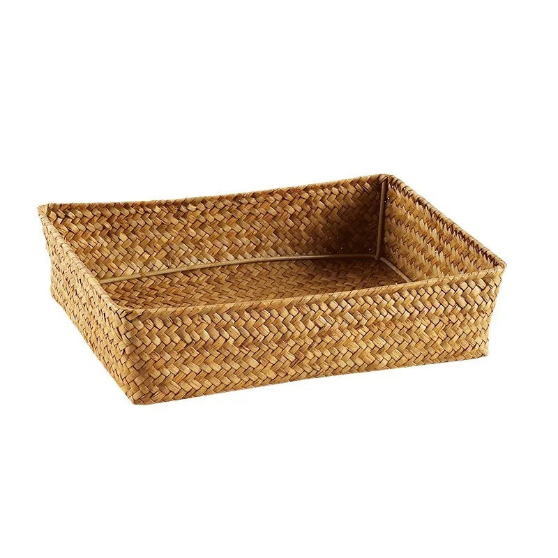 Panier Tressé Algues Rangement Bureau & Salon – Skincare, Télécommande, Clés & Cosmétiques | Déco Naturelle