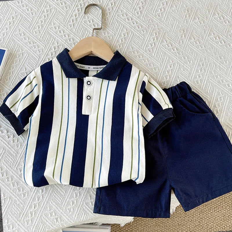 Ensemble 2 Pièces Garçon Été T-Shirt + Short Coton – Tenue Fashion Casual Enfant Manches Courtes
