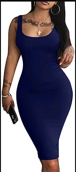 Robe Midi Sans Manches Sexy Grande Taille - Style Été Européen & Américain