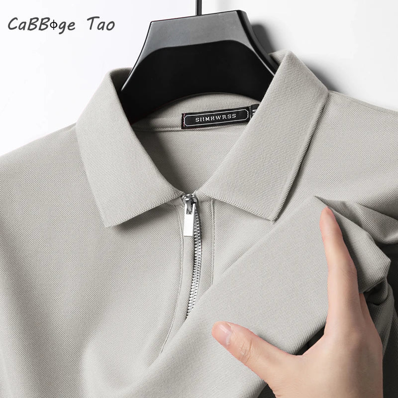 Polo Homme Été Slim Fit Col Retourné Demi-Zip Respirant Manches Courtes Couleur Unie Confortable | Mode Homme Élégant Casual