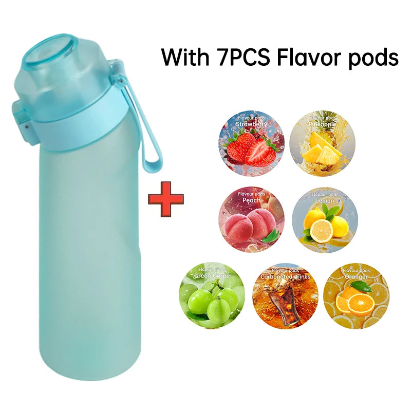 Gourde Aromatisée LUSQI Air + 7 Anneaux Saveurs Inclus – Tritan Sans BPA | Paille Sport & Fitness | Hydratation Savoureuse Outdoor