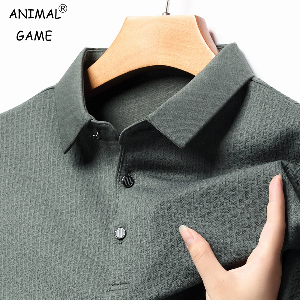 Polo Homme Manches Longues Ajourné Respirant Business Fashion Golf Élégant Grande Taille 4XL Intemporel Confortable – Polo Ajourné Premium Manches Longues Golf | Mode Homme Business Golf Premium