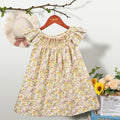 Robe Été Fille Fleurie Smockée Manches Volantes – Tenue Quotidienne Adorable 1-6 Ans