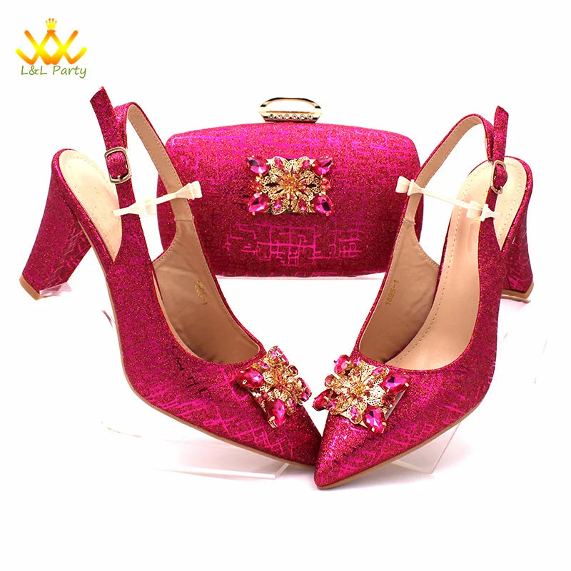 Ensemble Chaussures + Sac Italien Orange Cristal – Pumps Luxe Mariage Fête 2024