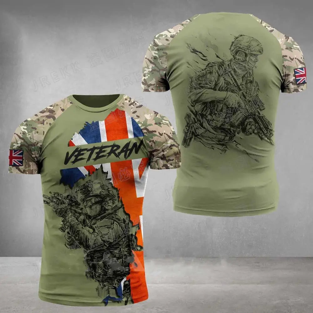 T-Shirt Homme Drapeau Britannique Graphic 3D Imprimé Camouflage Terrain Gym Haute Qualité Manches Courtes Été Casual Patriotique Tendance Confortable – T-Shirt Graphic 3D Premium Drapeau Britannique Camouflage | Mode Homme Graphic Premium