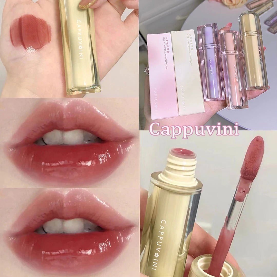 Gloss Miroir Iced Tea – Lip Glaze Jelly Transparent Waterproof | Rouge à Lèvres Liquide Effet Glacé