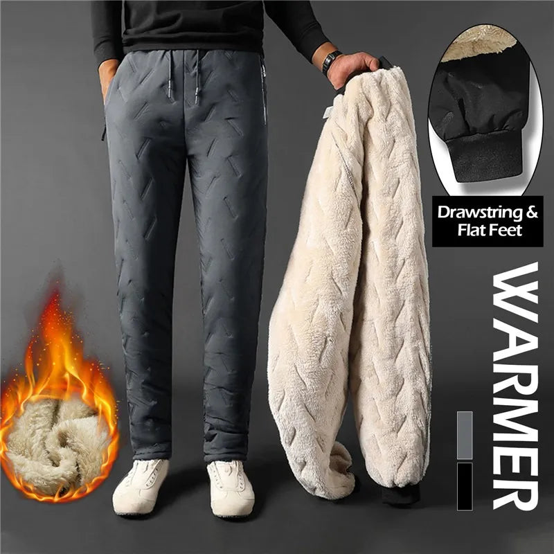 Pantalon Homme Polaire Épais Laine d'Agneau Thermique Chaud Imperméable Coupe-Vent Automne Hiver Streetwear Casual | Pantalon Polaire Imperméable Premium