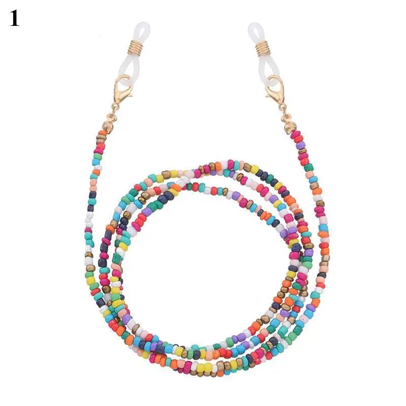 Chaîne Masque & Lunettes Bohème Perlée - Lanyard Anti-Glisse Femme