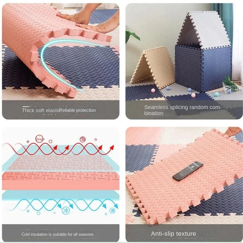 Tapis Puzzle Mousse Bébé Lot 12 Pièces – Dalles Emboîtables Sol Enfant 30x30cm Doux