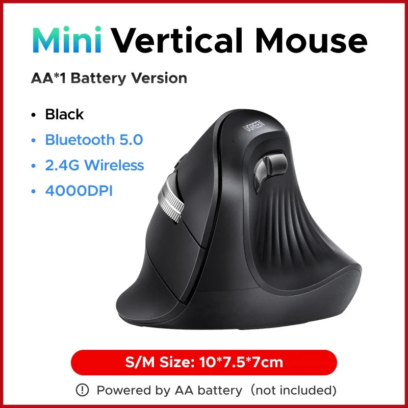 UGREEN Souris Verticale Ergonomique Sans Fil – Bluetooth 5.0 & 2.4G, 4000 DPI, 6 Boutons Silencieux | MacBook, PC & Tablette