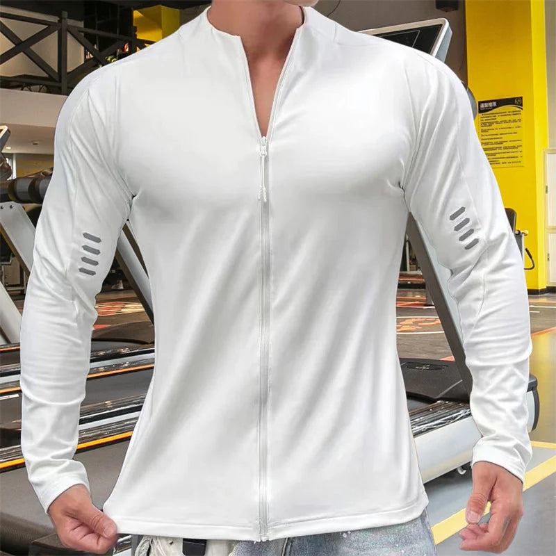T-Shirt Homme Manches Longues Zip – Loose Casual Jogging Gym Fitness Entraînement Sport | Mode Homme Premium