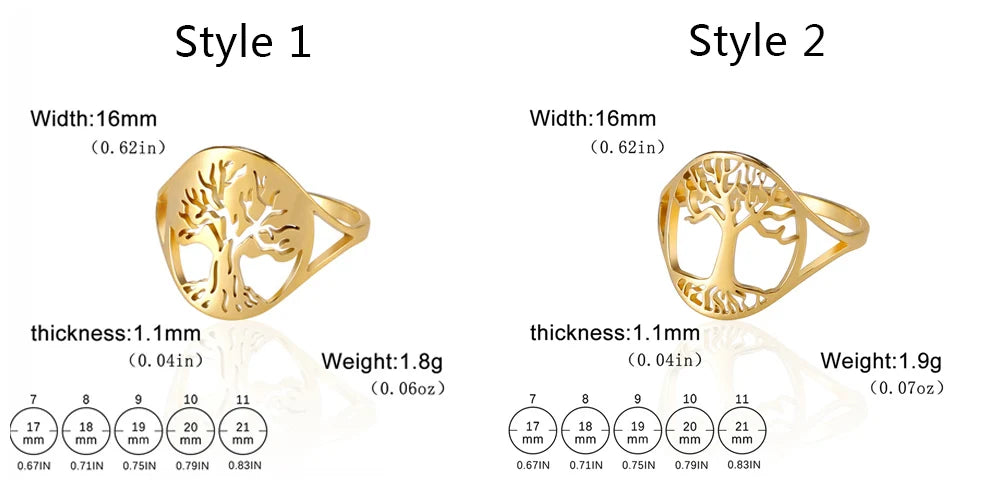 Bague Arbre de Vie Acier Inoxydable Argenté – Symbole Nature & Spiritualité | Bijou Unisexe Couple & Mariage | Cadeau Intemporel