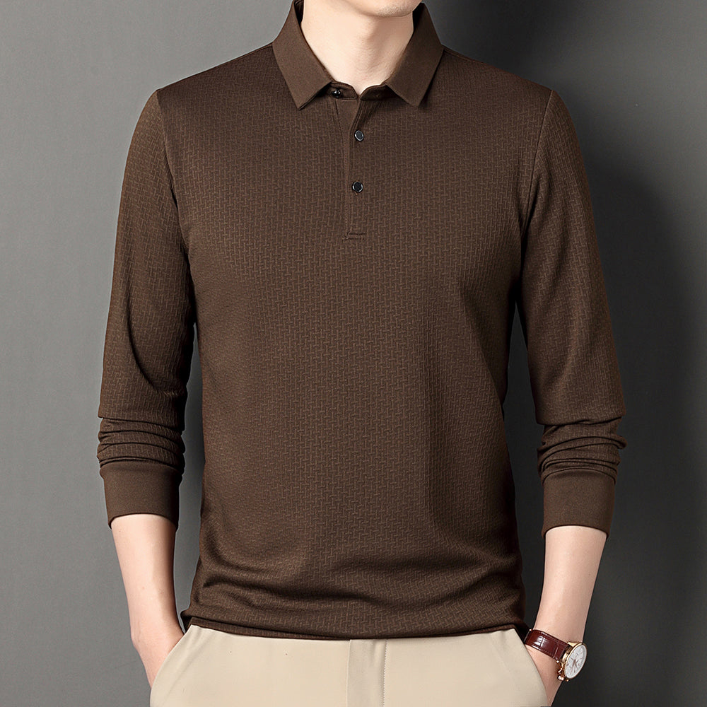 Polo Homme Manches Longues Ajourné Respirant Business Fashion Golf Élégant Grande Taille 4XL Intemporel Confortable – Polo Ajourné Premium Manches Longues Golf | Mode Homme Business Golf Premium