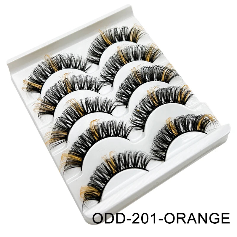 Faux Cils 3D Mink Colorés – Lot 5 Paires Fluffy | Rose, Bleu, Rouge | Maquillage Festif