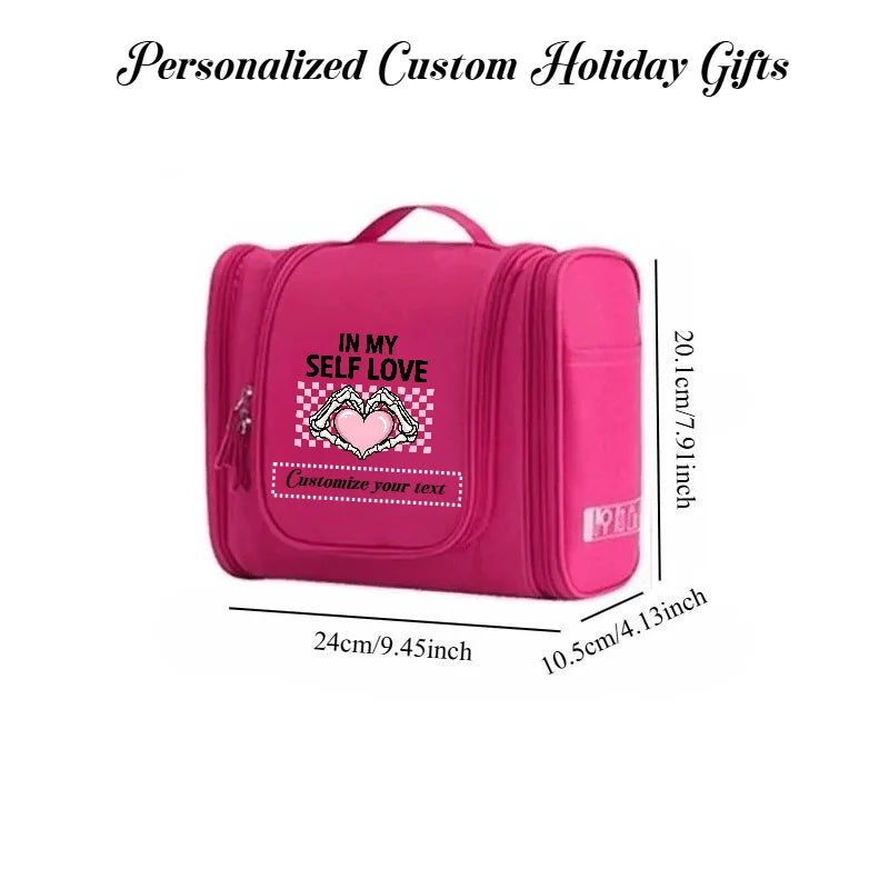 Trousse Maquillage Voyage Personnalisée – Grande Capacité à Suspendre | Cadeau Saint-Valentin