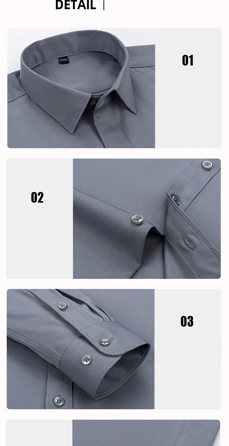 Chemise Homme Slim Fit Couleur Unie – Business Casual Classique Manches Longues Légère | Mode Homme Premium
