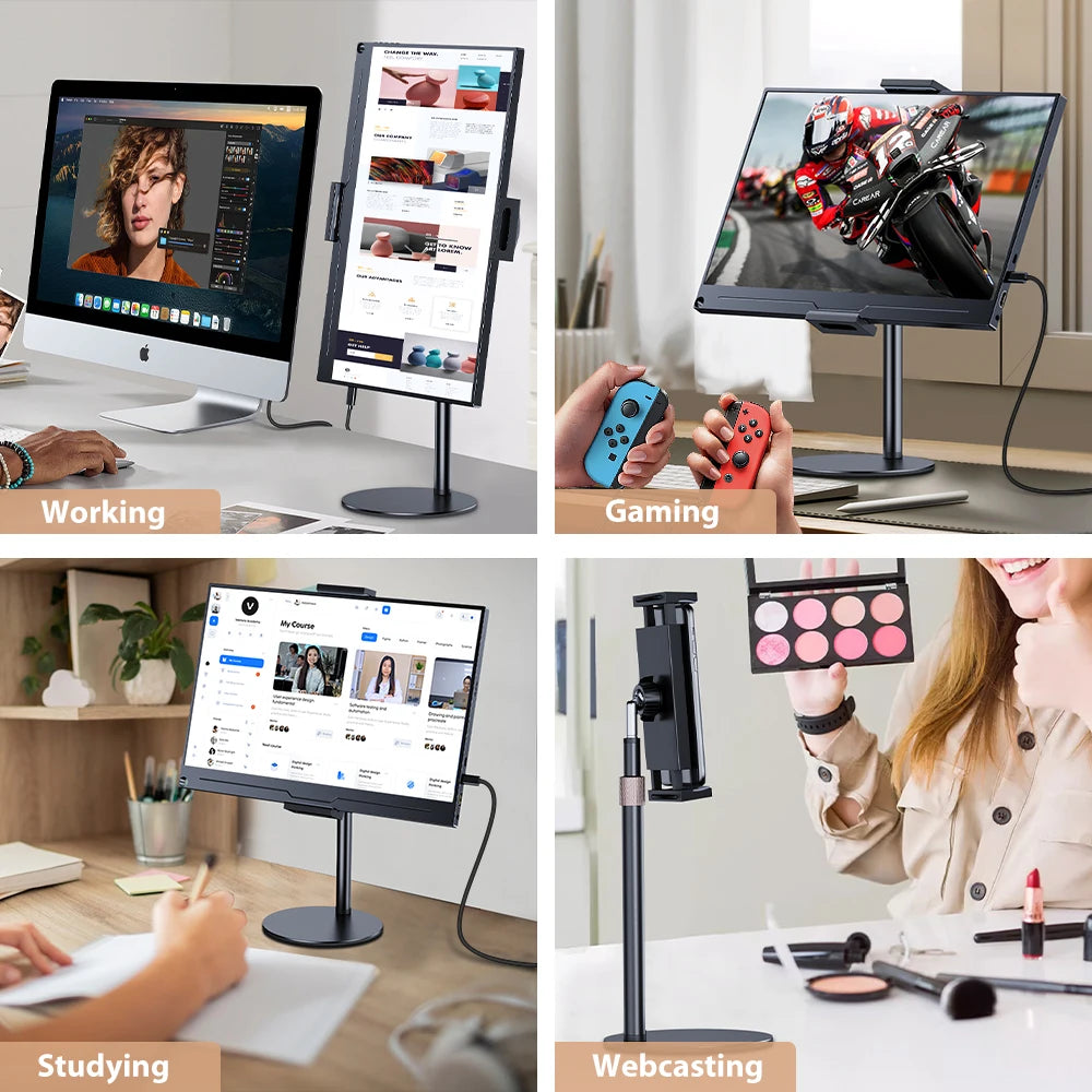 UPERFECT Support Moniteur Rotatif Portable – Hauteur Réglable, VESA, Compatible Tablette & Écran jusqu'à 17.3" | Bureau