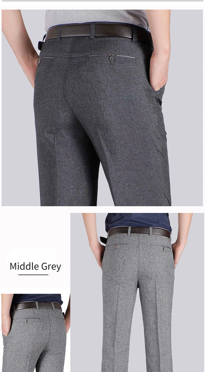 Pantalon de Costume Homme Haute Qualité Taille Haute Classique Business Casual Été Printemps Automne – Pantalon Élégant Professionnel | Mode Homme Premium
