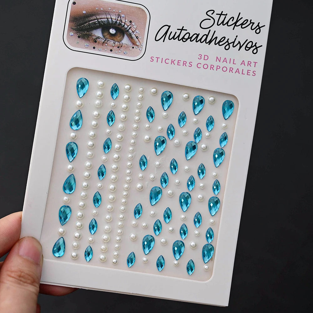 900 Strass Perle Visage 3/4/5mm – Stickers Autoadhésifs Waterproof | Bijoux Maquillage Mariage & Fête