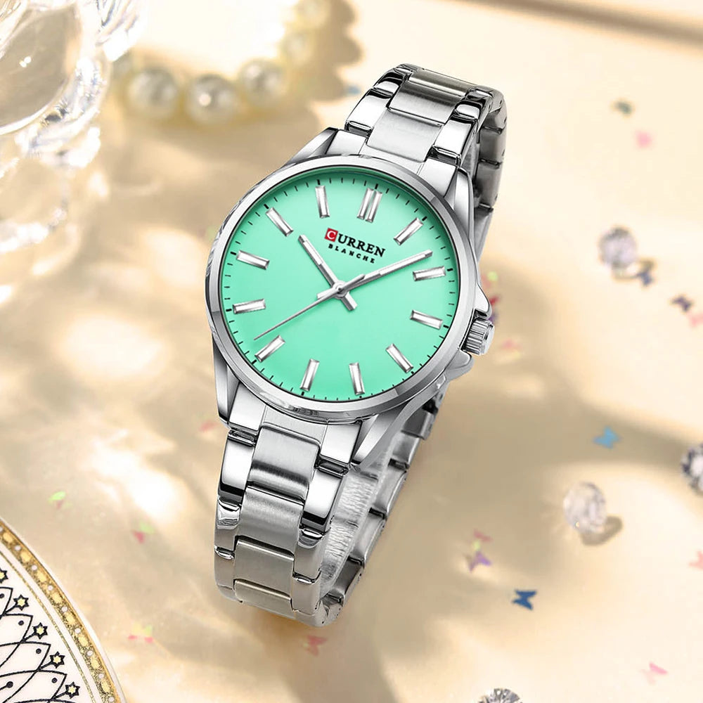 Montre Femme CURREN Fashion Casual Quartz – Acier Inoxydable Cadran Rond Simple Élégante