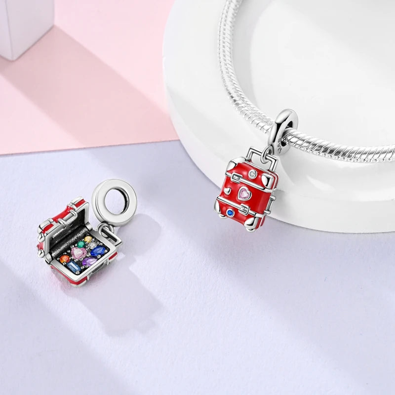 Charm Perle Argent 925 DIY — Avion Tour Appareil Photo Bracelet Collier Femme