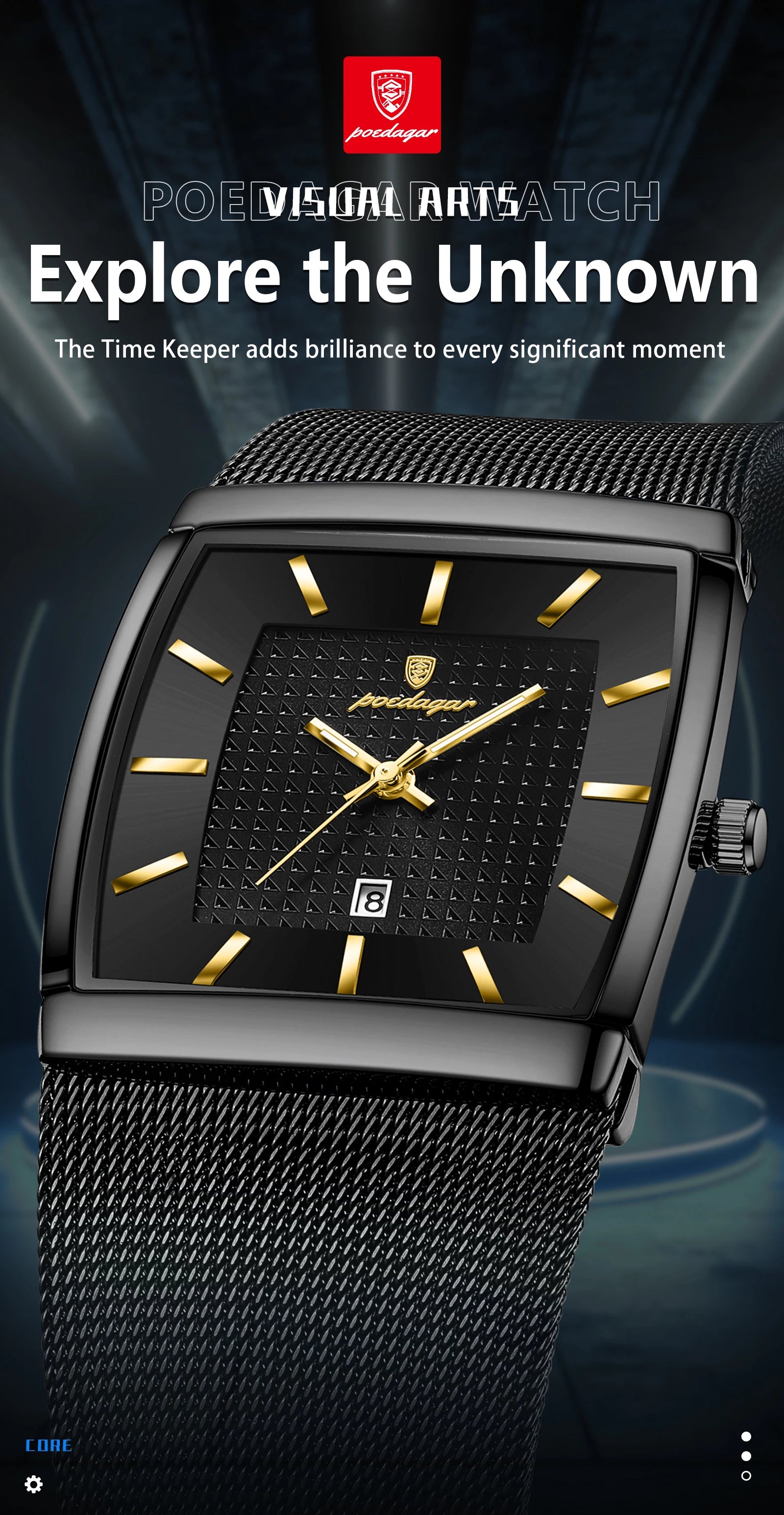 Montre Homme Luxe POEDAGAR Maille Acier Inoxydable Lumineux Date Quartz – Étanche Élégante