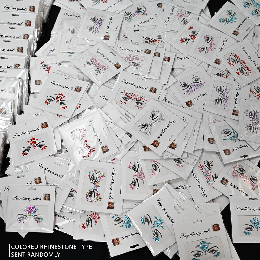 Stickers Strass Visage – Tatouages Temporaires Glitter Diamant | Fête & Maquillage