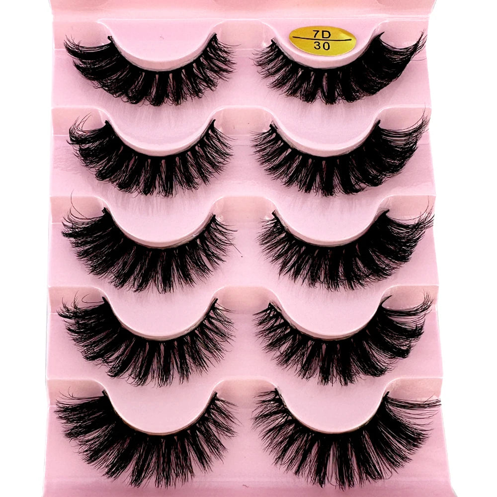 Faux Cils Cat Eye 3D – Lot 5 Paires | Manga Wispy Naturels Courbe D
