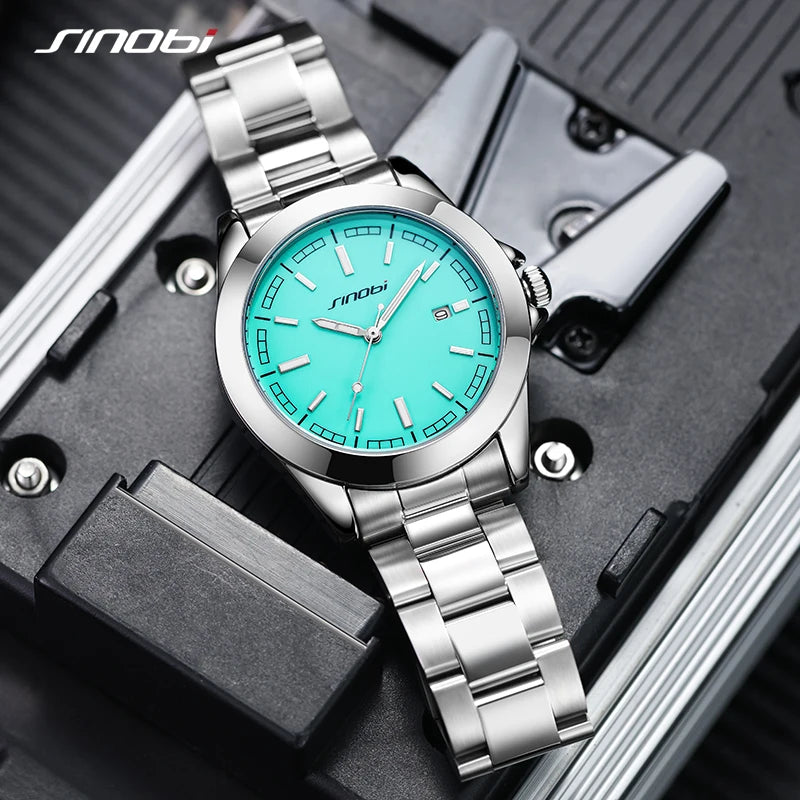 Montre Homme SINOBI Quartz Casual Calendrier – Acier Inoxydable Design Original Cadeau